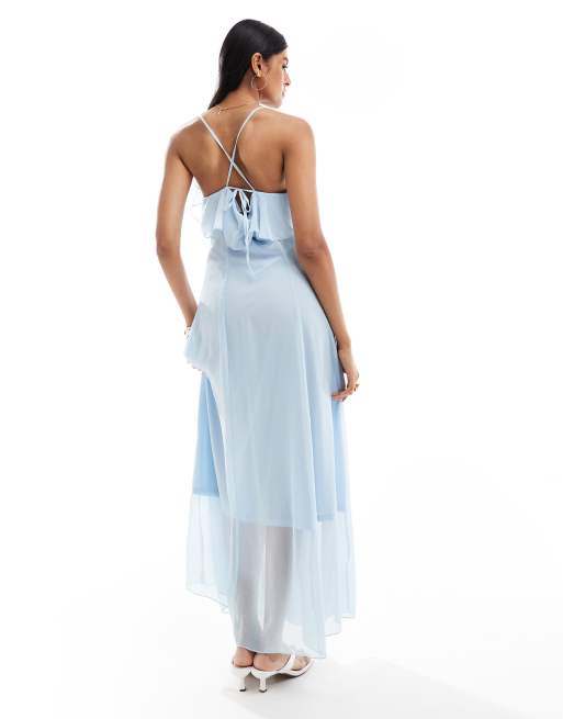 Vero Moda - Robe longue à bretelles fines et volants style bohème - Bleu, 4 de 4