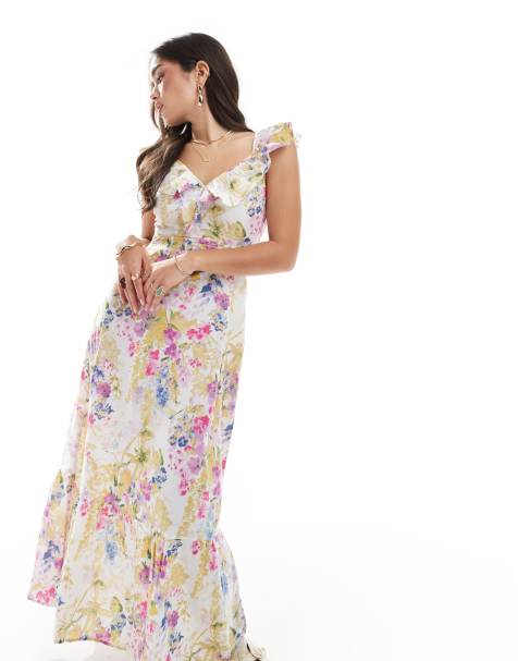 Vero Moda - Robe longue à volants et imprimé fleuri - Multicolore - view 1
