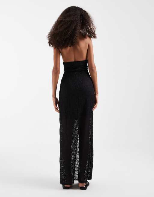 Vero Moda - Robe longue dos nu en dentelle stretch - Noir, 4 de 4