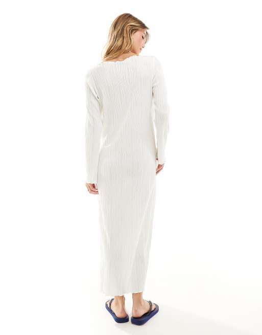 Vero Moda - Robe longue en jersey texturé - Blanc, 2 de 4