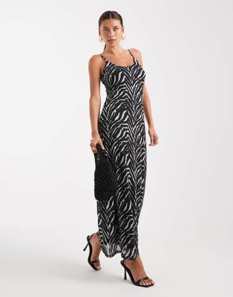 Vero Moda - Robe longue en tulle à zébrures et bretelles fines - view 1