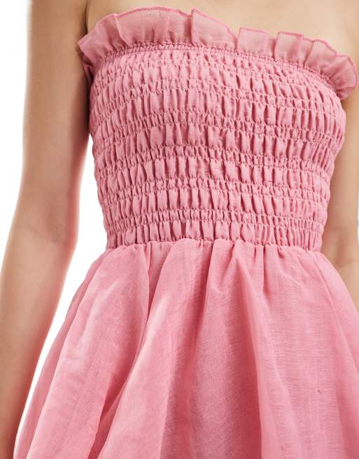 Vero Moda - Robe longue froncée à volants étagés et détails façon corset - Rose, 2 de 4