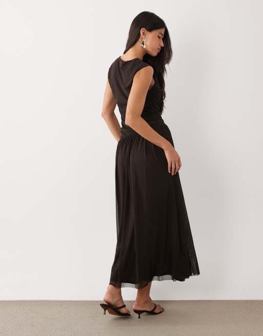 Vero Moda - Robe longue froncée sans manches avec taille asymétrique - Marron , 4 de 4