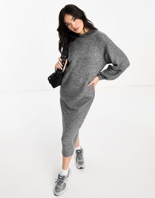 Vero Moda extreme sleeve knitted midi dress in grey - ASOS Price Checker