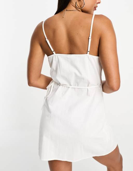 Vero Moda - Robe portefeuille courte de plage en coton - Blanc, 4 de 4