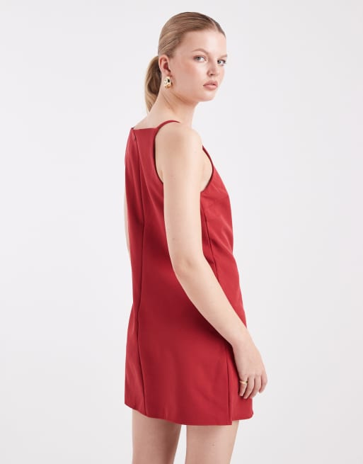 Vero Moda – Röd, figurnära miniklänning med racerstil och smala axelband, 2 av 4