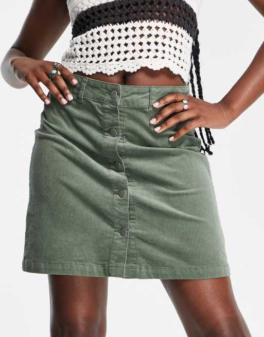 Vero Moda Rok met knoopsluiting in groen Cra wallonieShops