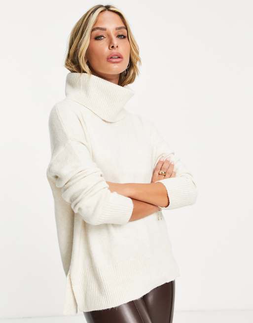 Cream chunky 2025 polo neck jumper