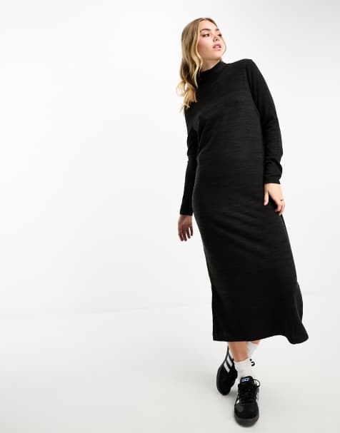 Vero Moda roll neck knitted maxi dress in black - view 1