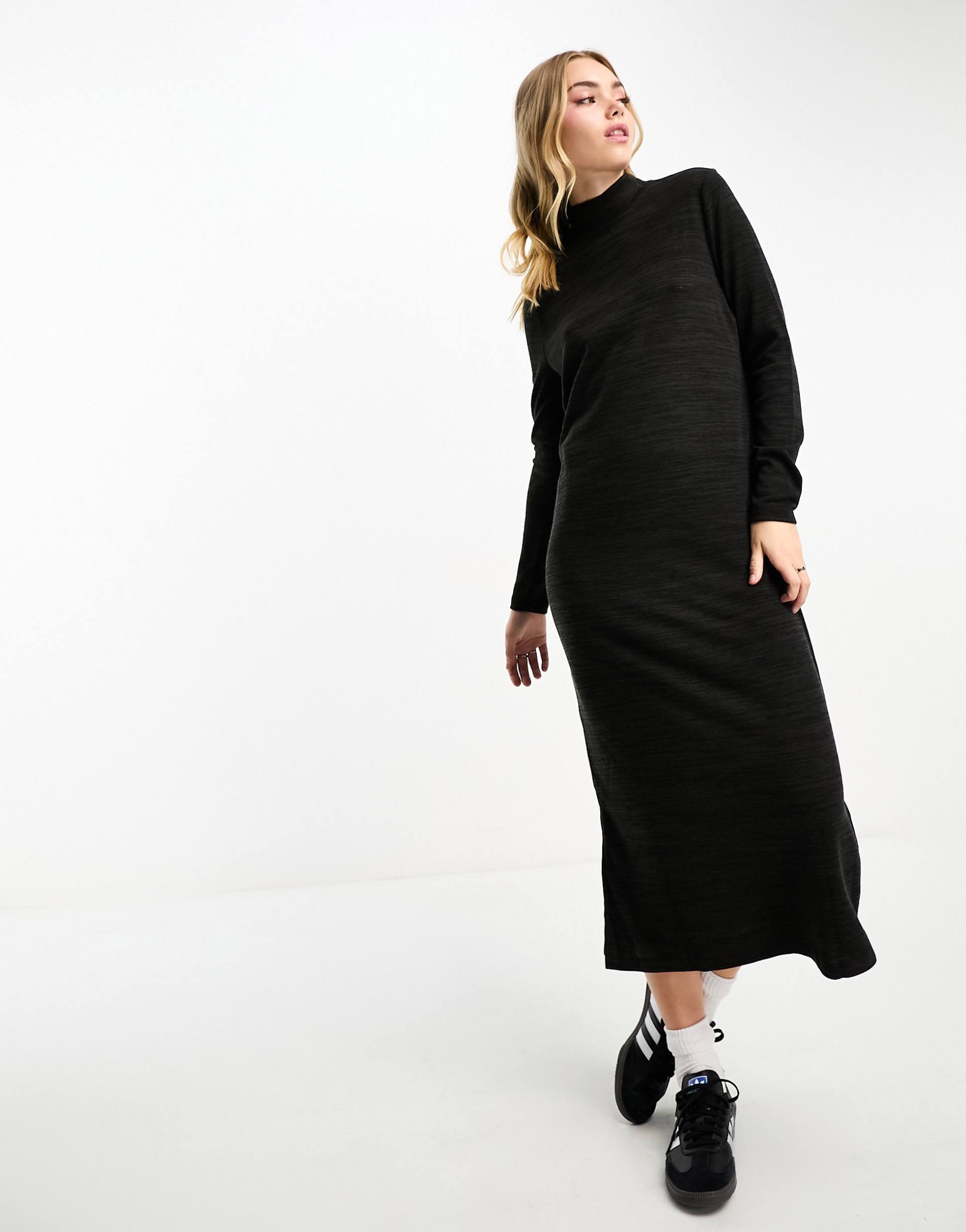 vero moda roll neck knitted maxi dress in black