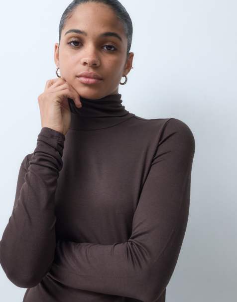 Vero Moda roll neck long sleeve top in chocolate brown - view 1