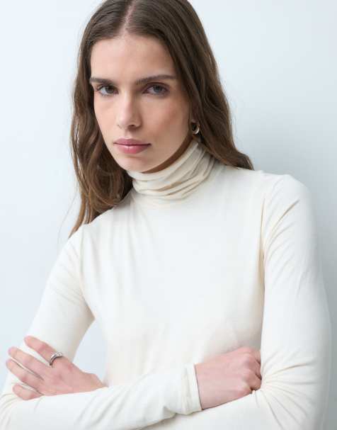 Vero Moda roll neck long sleeve top in cream - view 1