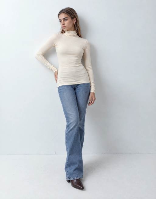 Vero Moda roll neck long sleeve top in cream, 9 of 10