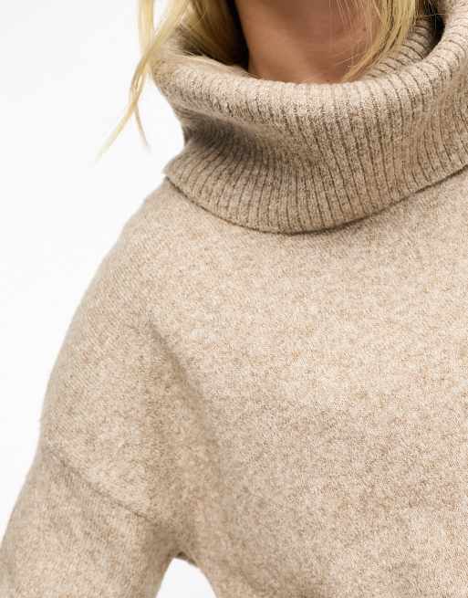 Ladies camel discount polo neck jumper