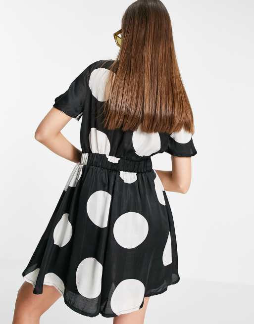 Vero Moda romper in black with oversized white polka dots, 2 of 4