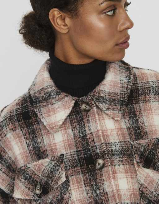Jacke Mantel Mantel Vero Moda Kariert Lange Hemdjacke Hemd Jacke