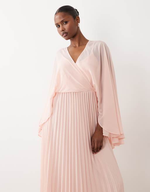 Vero Moda - Rosa maxikjole med dyb udskæring foran og kappeærmer i chiffon, 2 af 4