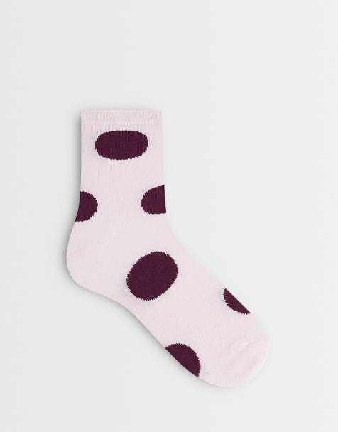 Vero Moda – Rosa och vinröda, prickiga ankelstrumpor - view 1