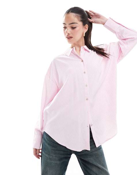 Vero Moda – Rosa-weiß gestreiftes Oversize-Hemd - view 1