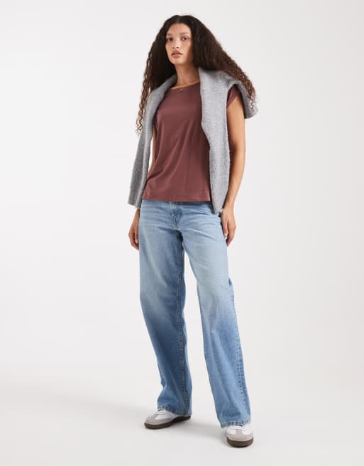 Vero Moda - Rosabrun T-shirt med rund hals, 2 af 4