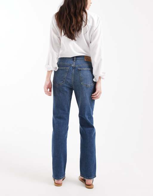 Vero Moda - Rosie - Cropped slim-fit jeans met stretch in donkerblauw met wassing, 2 van 5