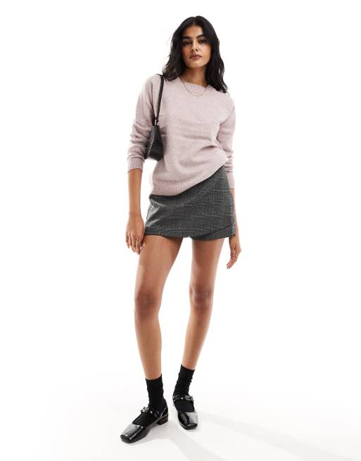 Vero Moda round neck knit sweater in blush melange