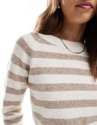 Vero Moda Round Neck Knit Sweater In Neutral