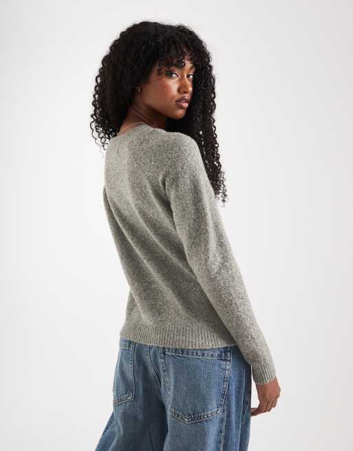 Vero Moda round neck knit sweater in heathered leaf green