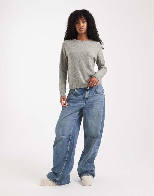 Vero Moda round neck knit sweater in heathered leaf green