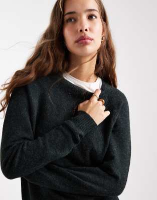 Vero Moda Round Neck Knit Sweater In Green