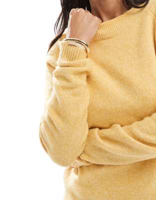 Vero Moda Round Neck Knit Sweater In Yellow