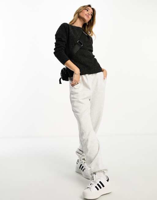 Vero Moda round neck knitted jumper in black melange, 2 of 4