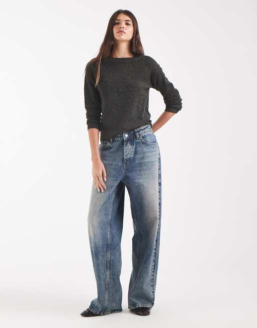 Vero Moda round neck knitted jumper in dark green melange, 2 of 4