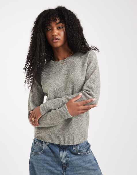 Vero Moda round neck knitted jumper in leaf green melange - view 1