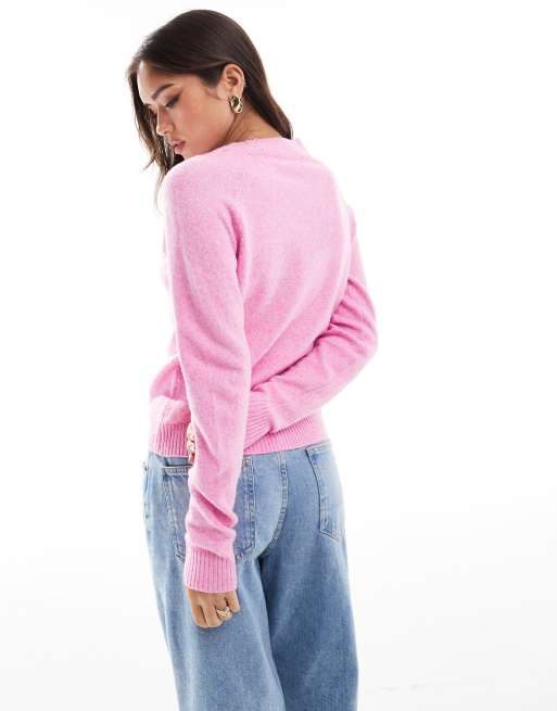 Vero Moda round neck knitted jumper in pink 