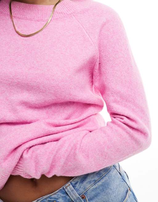 Vero Moda round neck knitted jumper in pink 