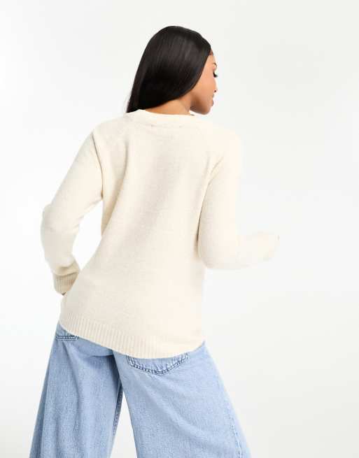 Vero Moda round neck sweater in cream