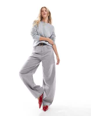 Vero Moda Round Neck Sweater In Gray
