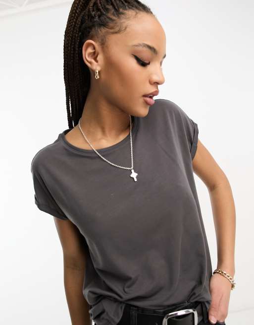 Vero Moda round neck t-shirt in dark gray, 2 of 4