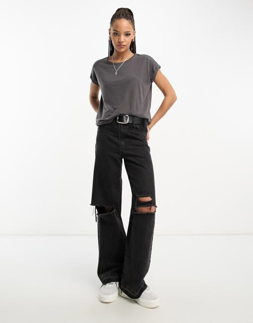 Vero Moda round neck t-shirt in dark grey, 4 of 4