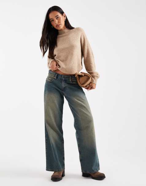 Vero Moda funnel neck volume sleeve jumper in mink melange