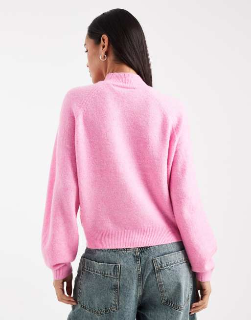 Vero Moda – Różowy melanżowy sweter o luźnym kroju z półgolfem, 2 z 4