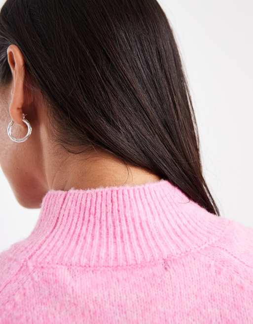 Vero Moda – Różowy melanżowy sweter o luźnym kroju z półgolfem, 4 z 4