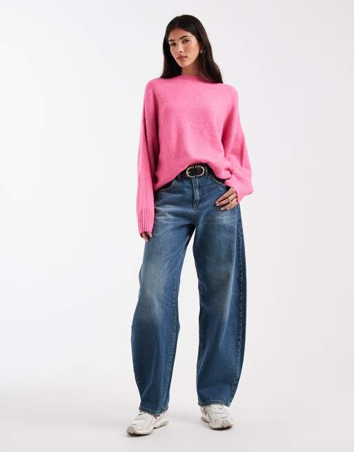 Vero Moda – Różowy, miękki sweter z okrągłym dekoltem, 4 z 4