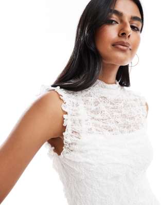 Vero Moda Ruched Lace Mini Dress With Lining