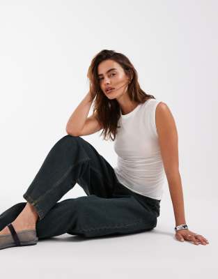 Vero Moda Ruched Side Short Sleeve T-shirt In White