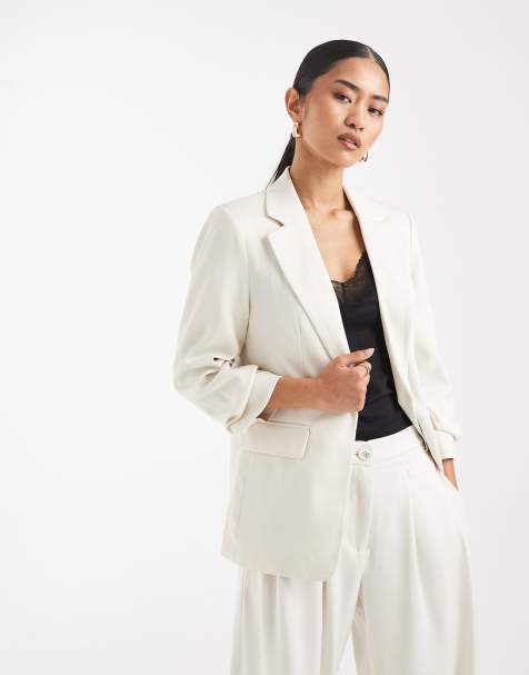 Vero Moda ruched sleeve blazer in birch (part of a set) - view 1