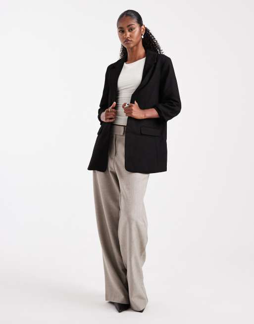Vero Moda ruched sleeve blazer in black, 2 of 4