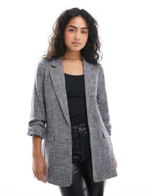 Vero Moda Ruched Sleeve Blazer In Gray