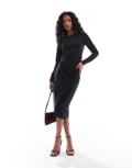 [Vero Moda] Vero Moda ruched tie side midi dress in black M BLACK